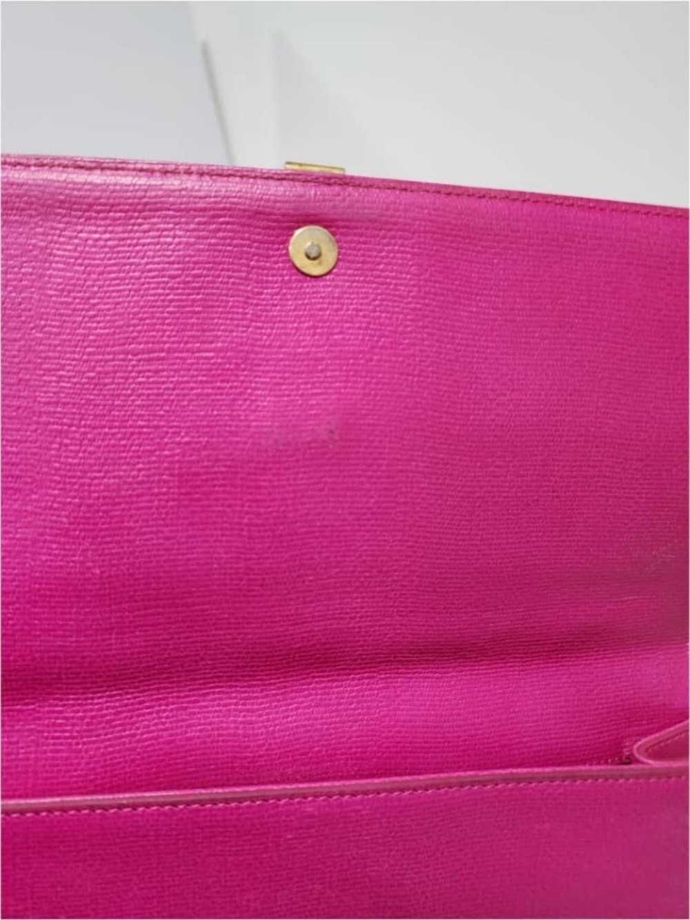 Authentic YVES SAINT LAURENT Calfskin Leather Ligne Y Clutch Bag Pink - Picture 9 of 14